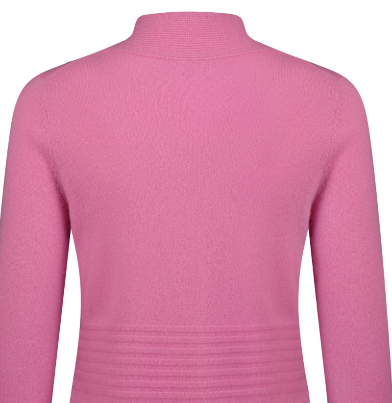 Isabella Cashmere Mock Turtleneck Golf Sweater, Carnation Pink