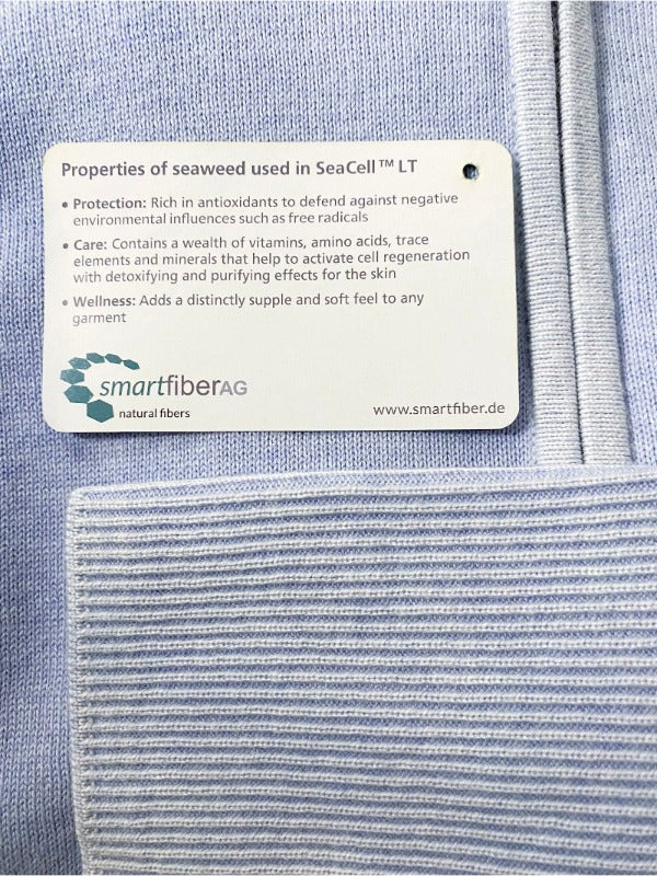 Our Luna SeaCell LT Certification stating the positive attributes and wellness properties contributing to its softness and supple feel. Additional protective benefits antioxidants  are properties the seaweed, which contain a wealth of vitamins, amino acids, trace elements and minerals are key features of the SmartFiber/AG is a key focus in holistic-sustainable endeavor 